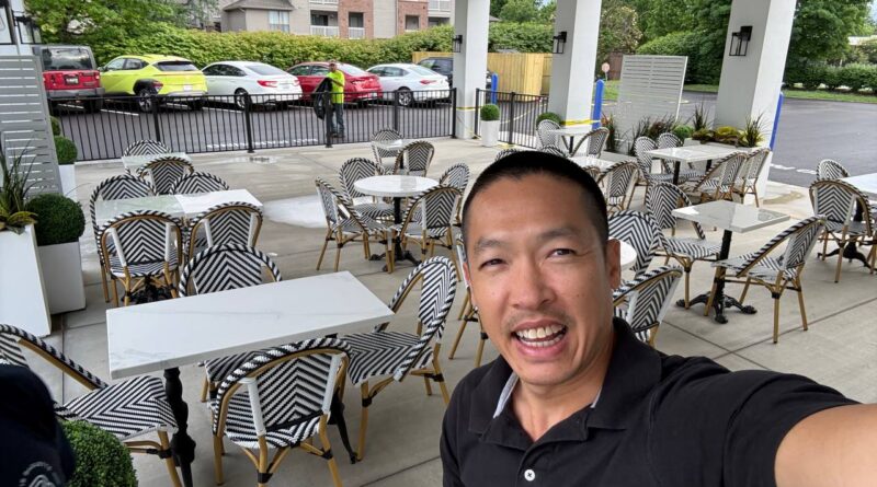 Di Tran on location near Louisville’s new Paris Baguette, reflecting on family-friendly and business-friendly neighborhood gathering space.