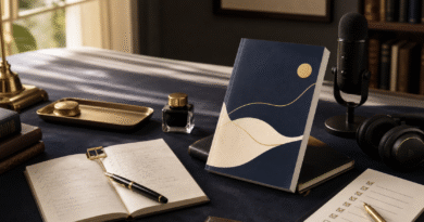 Premium book release image for Make Yourself Proud with book, notes, microphone, and headphones.