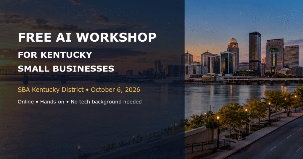 Original Louisville skyline and Ohio River feature image for a NABA article about a free SBA Kentucky AI workshop for small businesses on October 6, 2026.